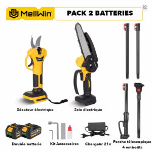 Pack echenilloir sur perche avec scie elagueuse electrique