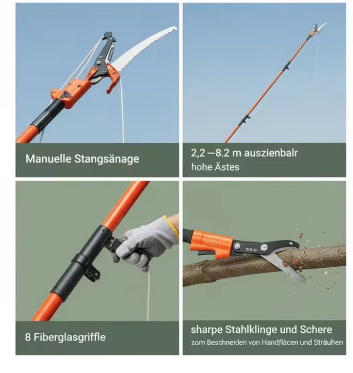 Échenilloir professionnel télescopique 8 m avec scie – Image 3
